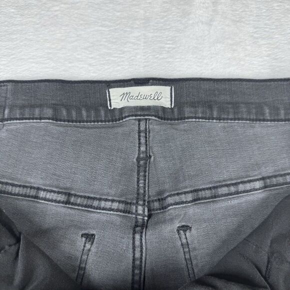 Madewell Womens 9" Mid Rise Skinny Jeans Size 31P Raw Hem Distressed Black Denim - Picture 6 of 14